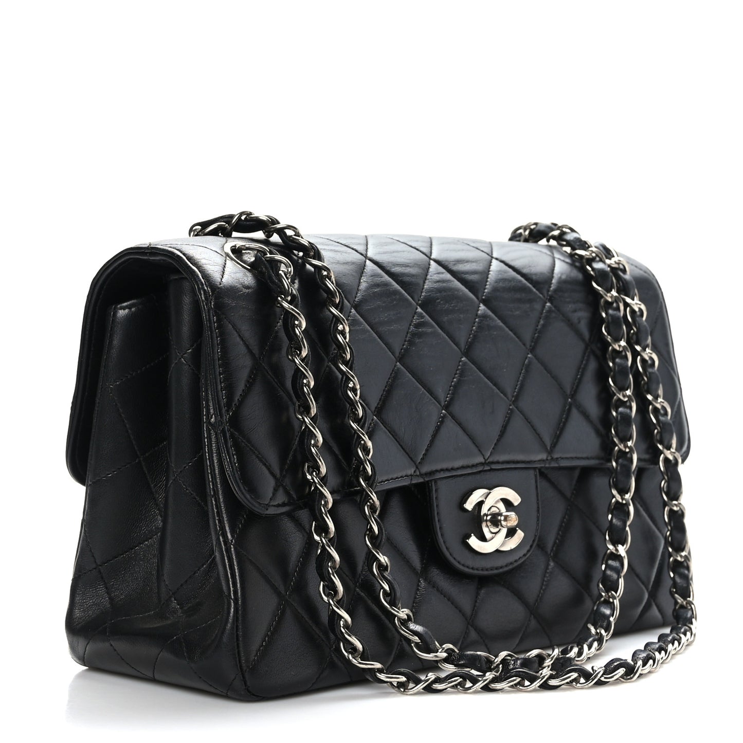 Lambskin Quilted Medium Double Sided Flap Black