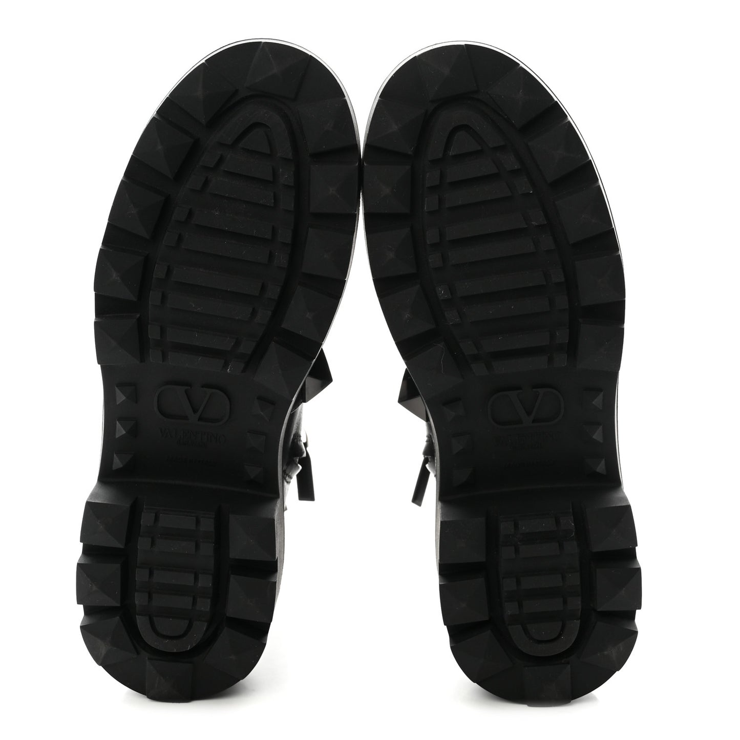 Calfskin Tonal Roman Stud 20/40mm Combat Boots 38.5 Black