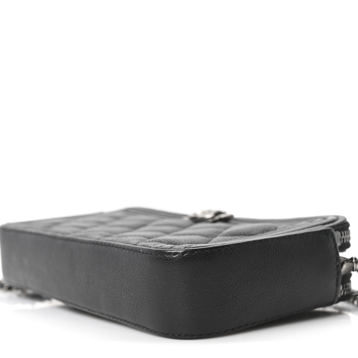 Chanel Grained Calfskin Quilted Boy Phone Holder Wallet On Chain Black 11 of 11