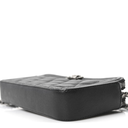 Chanel Grained Calfskin Quilted Boy Phone Holder Wallet On Chain Black 11 of 11