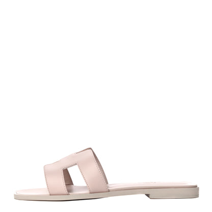 Hermes Box Calfskin Oran Sandals 37 Rose Pale 1 of 12
