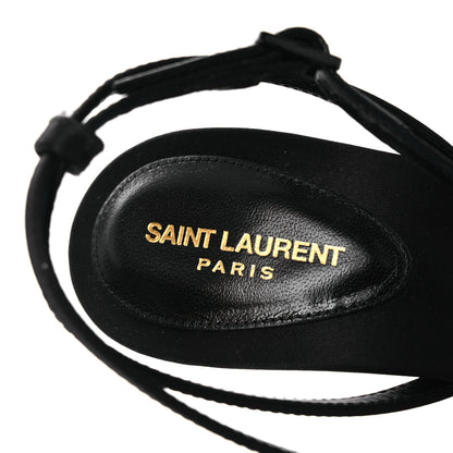 Saint Laurent Crepe Satin Crystal New Nuit 90 Ankle Strap Sandals  38 Black 9 of 12