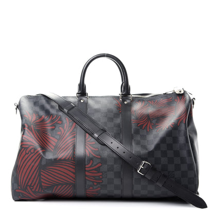 Louis Vuitton Damier Graphite Rope Keepall Bandouliere 45 Red 1 of 7