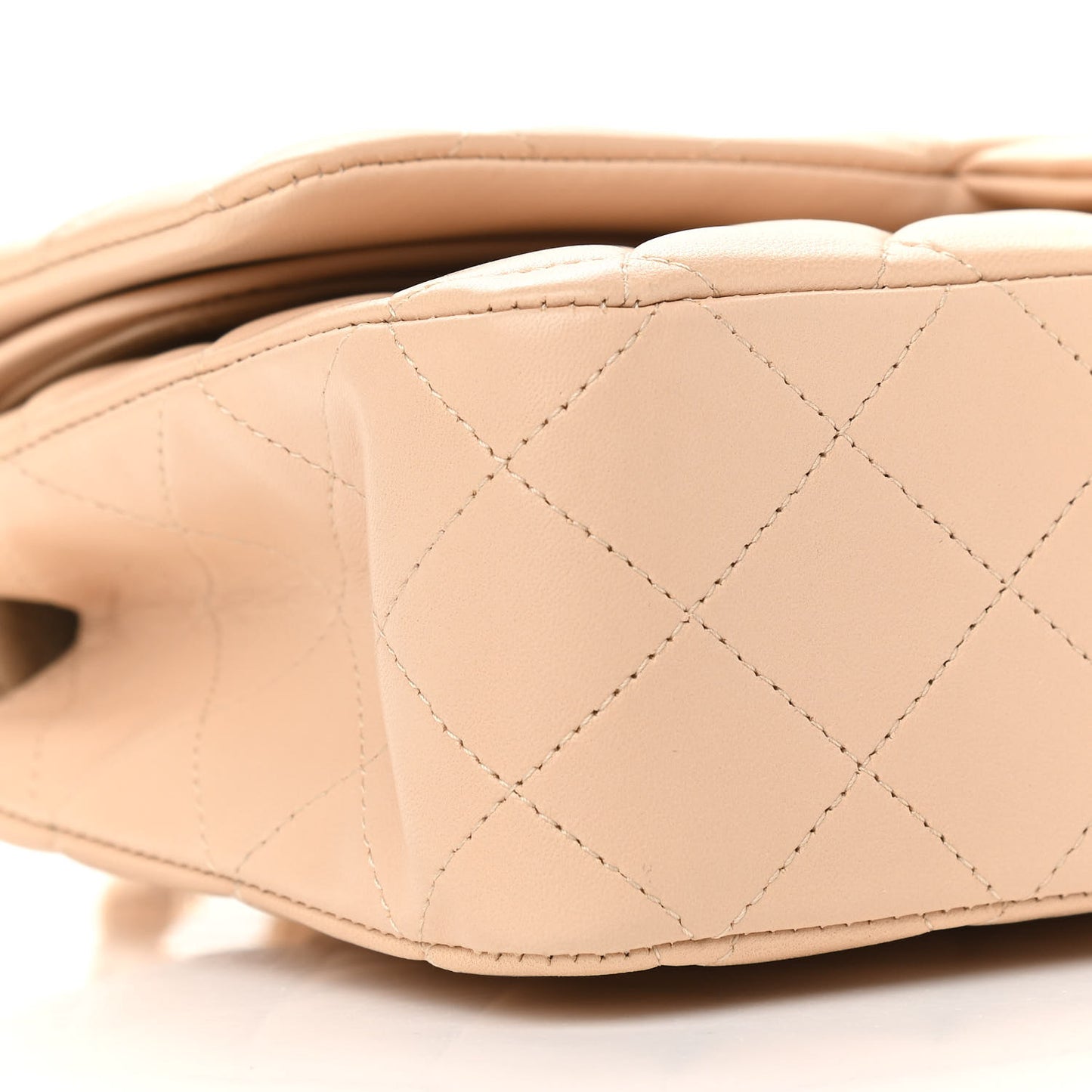 Lambskin Quilted Medium Double Flap Beige
