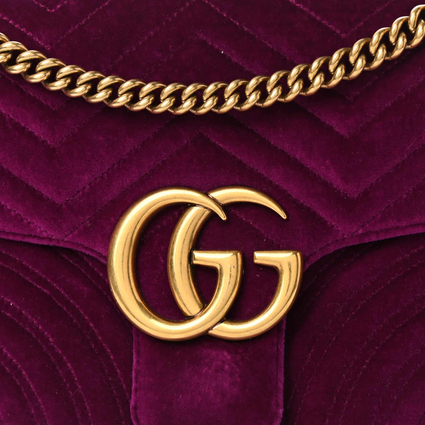 Velvet Matelasse Medium GG Marmont Shoulder Bag Fuchsia Violet Cyclamen