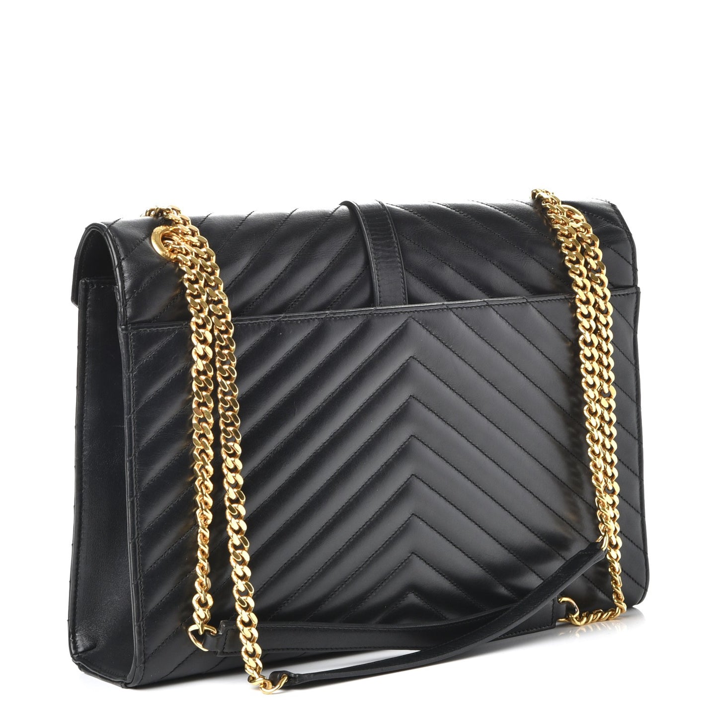 Smooth Calfskin Matelasse Chevron Large Monogram Satchel Black
