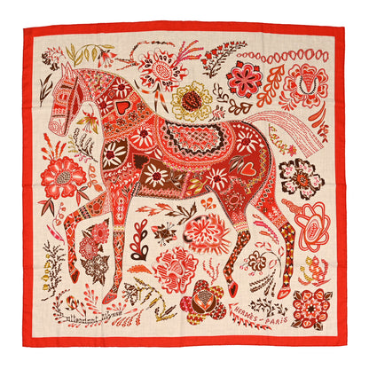 Hermes Cashmere Silk En Attendant Ulysses Shawl 140 Naturel Orange Brun 1 of 6