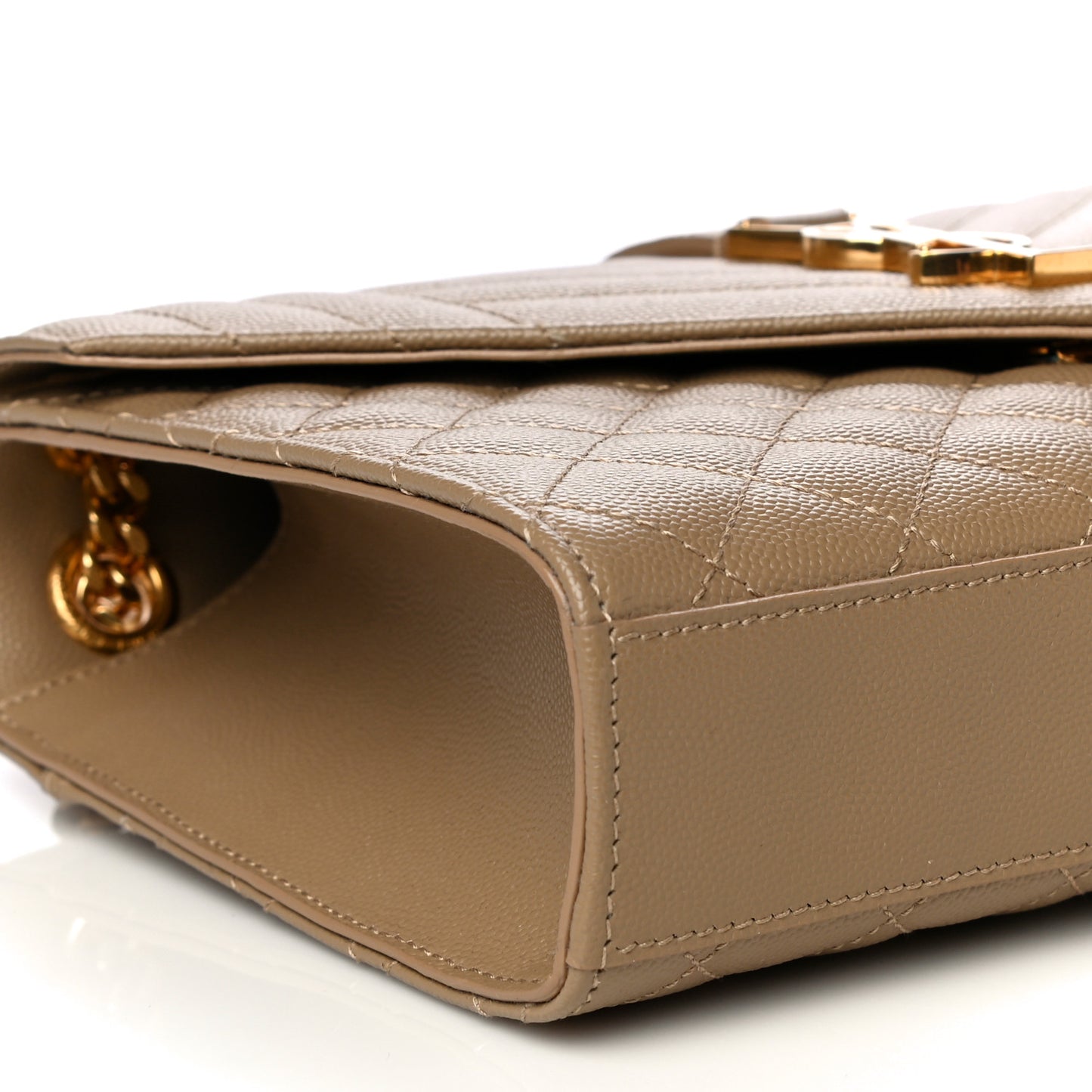 Grain De Poudre Textured Mixed Matelasse Medium Triquilt Monogram Satchel Dark Latte