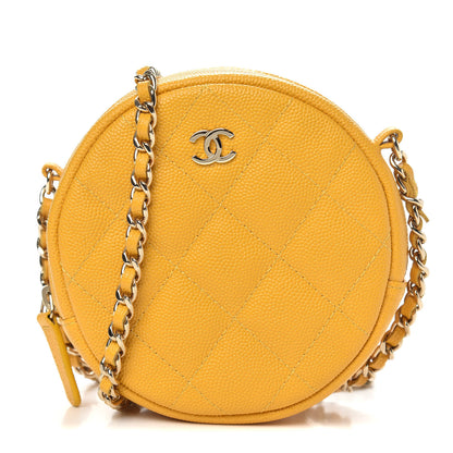 Chanel Caviar Quilted Round Clutch With Chain Yellow 1 of 10