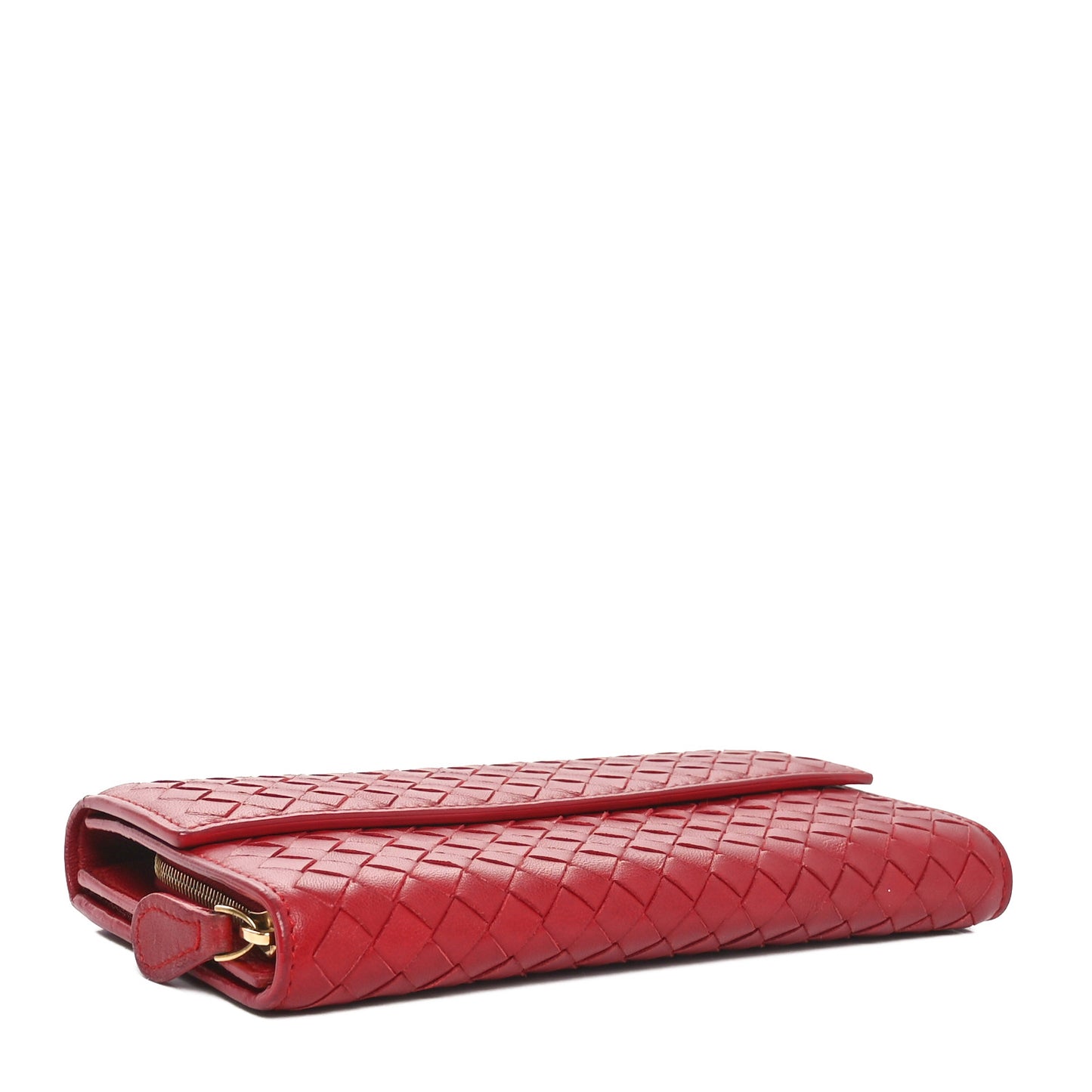 Nappa Intrecciato Continental Flap Wallet Cassis