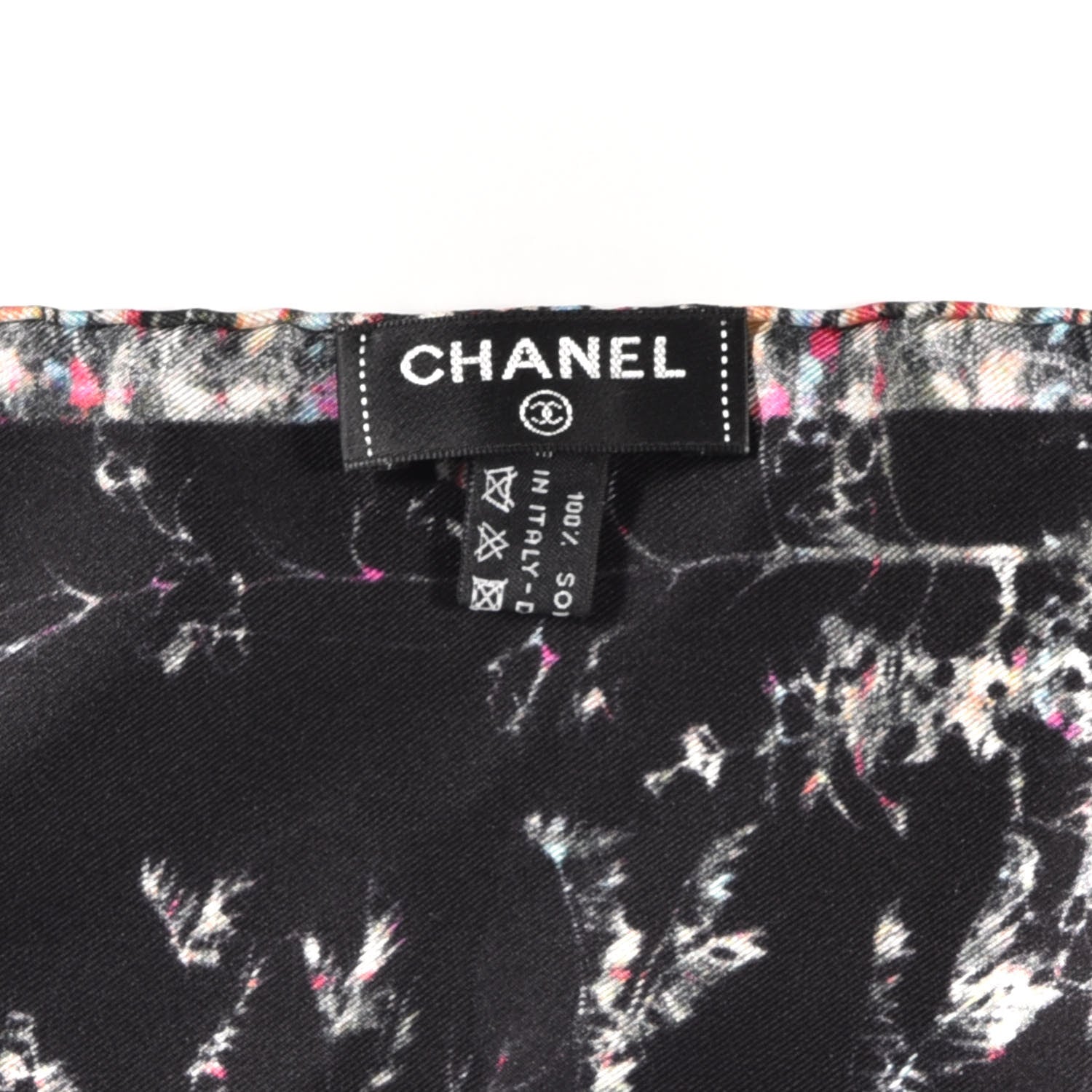 Chanel Silk Logo Square Scarf Black 4 of 4