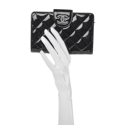 Chanel Patent Quilted Brilliant Zipped Pocket Wallet Black 2 of 9