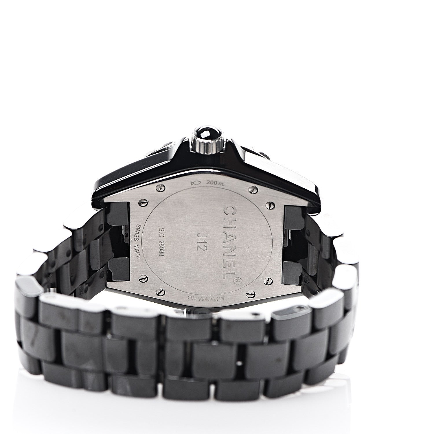 Chanel Stainless Steel Ceramic Diamond 38mm J12 Automatic Watch Black 4 of 6
