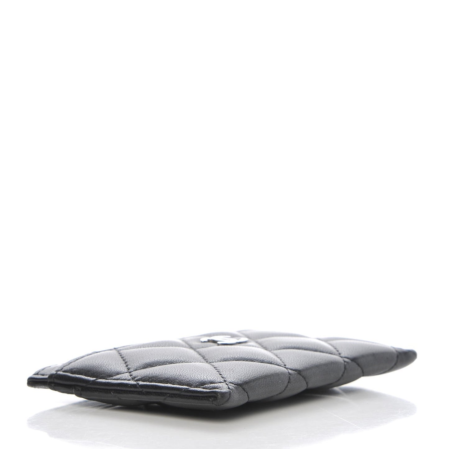 Lambskin Quilted Card Holder Black