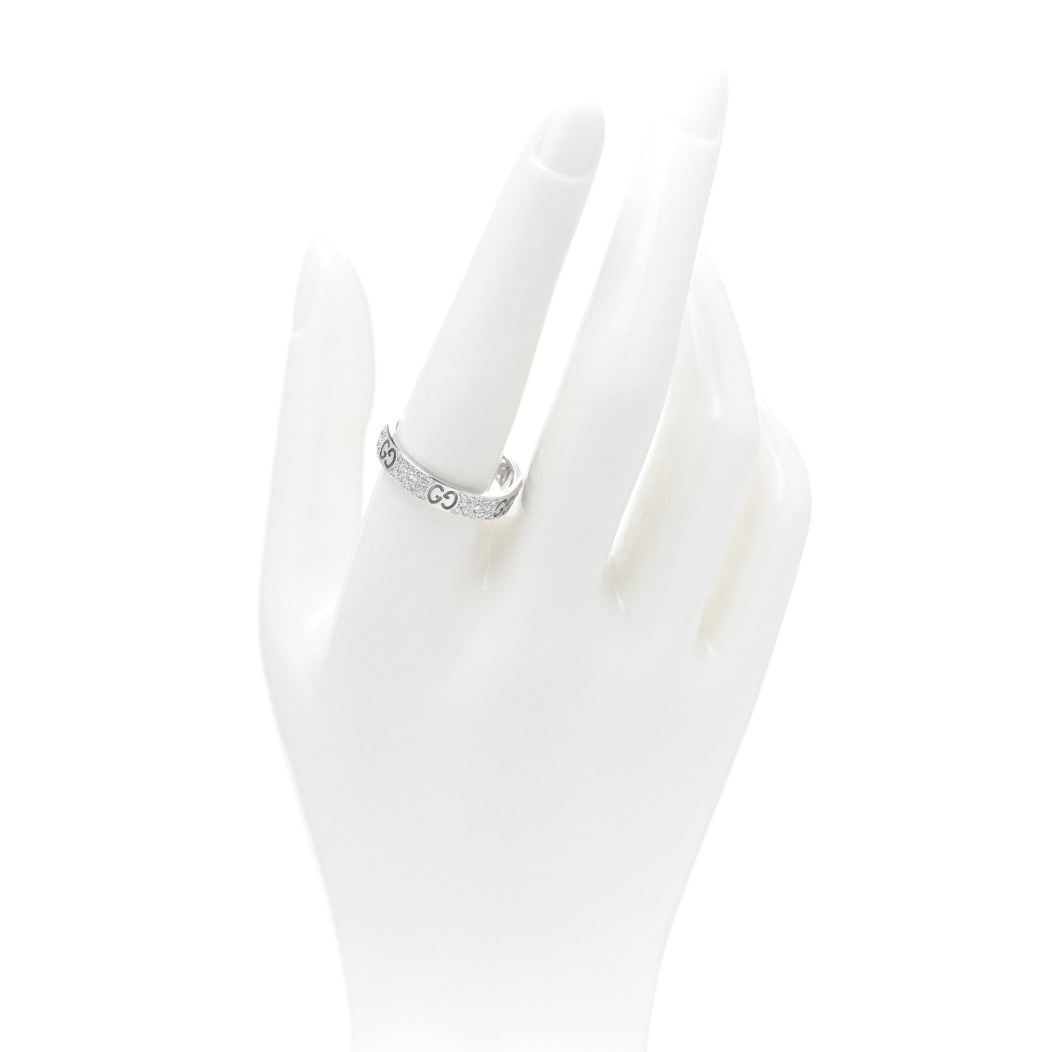 Gucci 18K White Gold Diamond Icon Stardust Band Ring 61 9.5 2 of 4