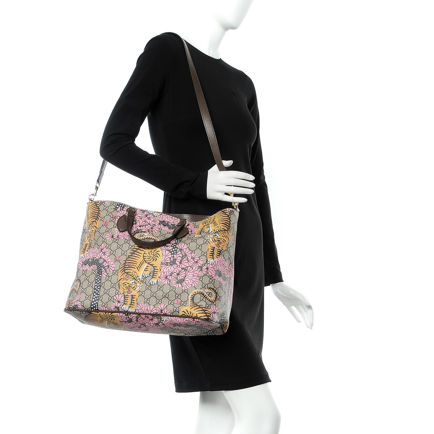 Gucci Soft GG Supreme Monogram Bengal Medium Crossbody Tote Beige Pink 3 of 9