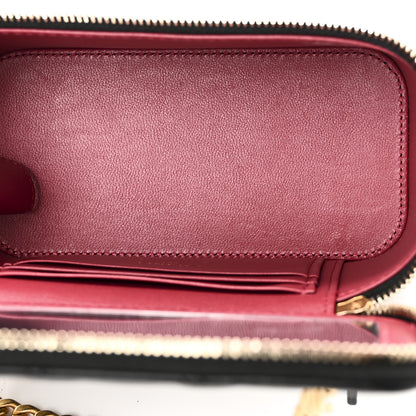 Chanel Lambskin Quilted Sweet Camellia Small Vanity Case With Chain Black 5 of 12