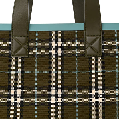 Burberry Cotton Check Medium London Tote Bag Olive Green 9 of 13