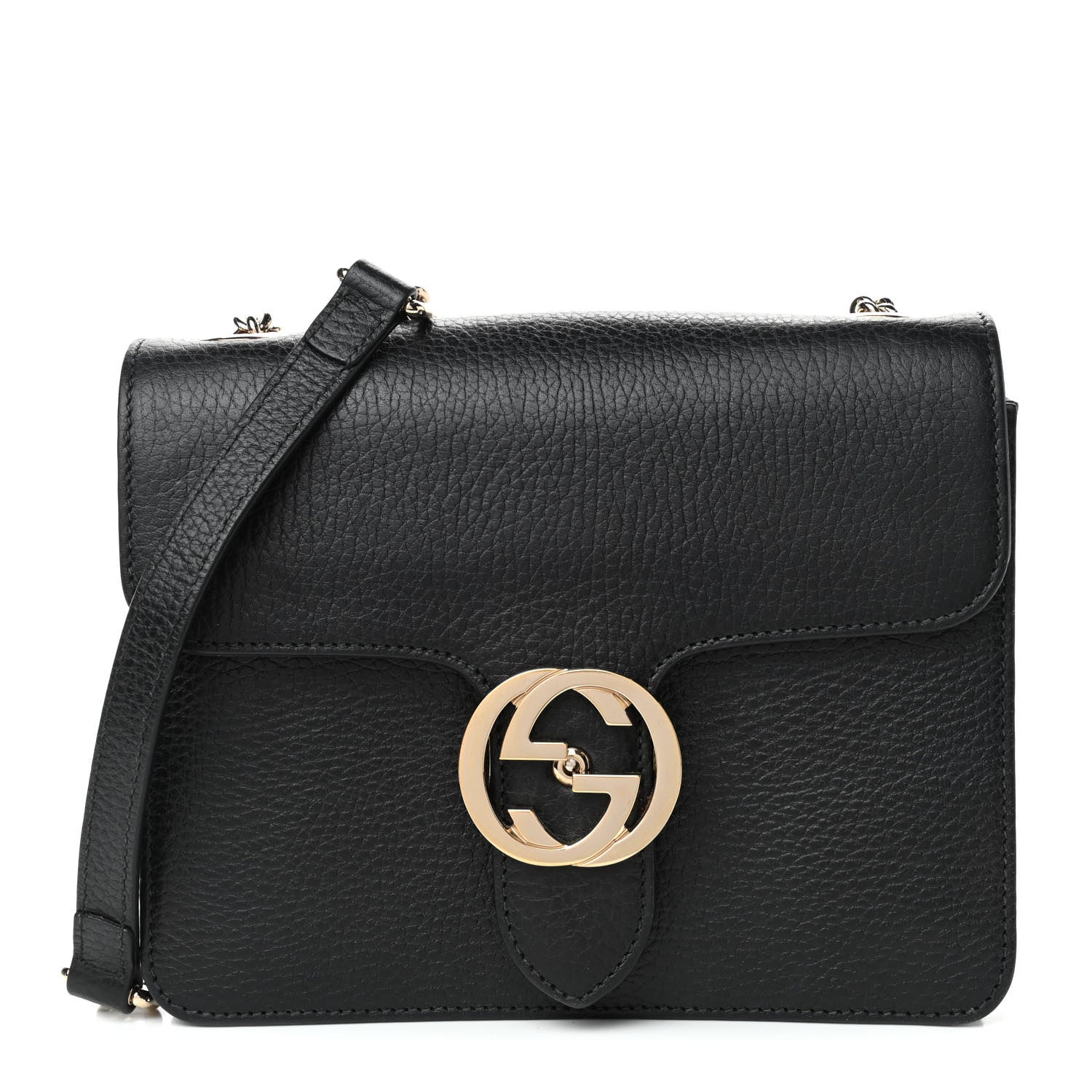 Gucci Dollar Calfskin Small Interlocking G Shoulder Bag Black 1 of 4