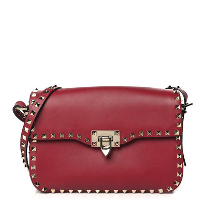 Valentino Garavani Vitello Medium Rockstud Flap Saddle Bag Scarlet 1 of 10