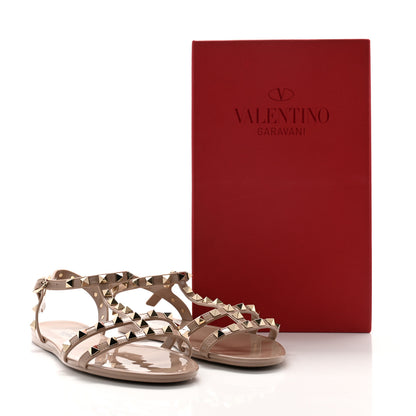 Valentino Garavani PVC Jelly Rockstud Caged Sandals 38 Poudre 9 of 9