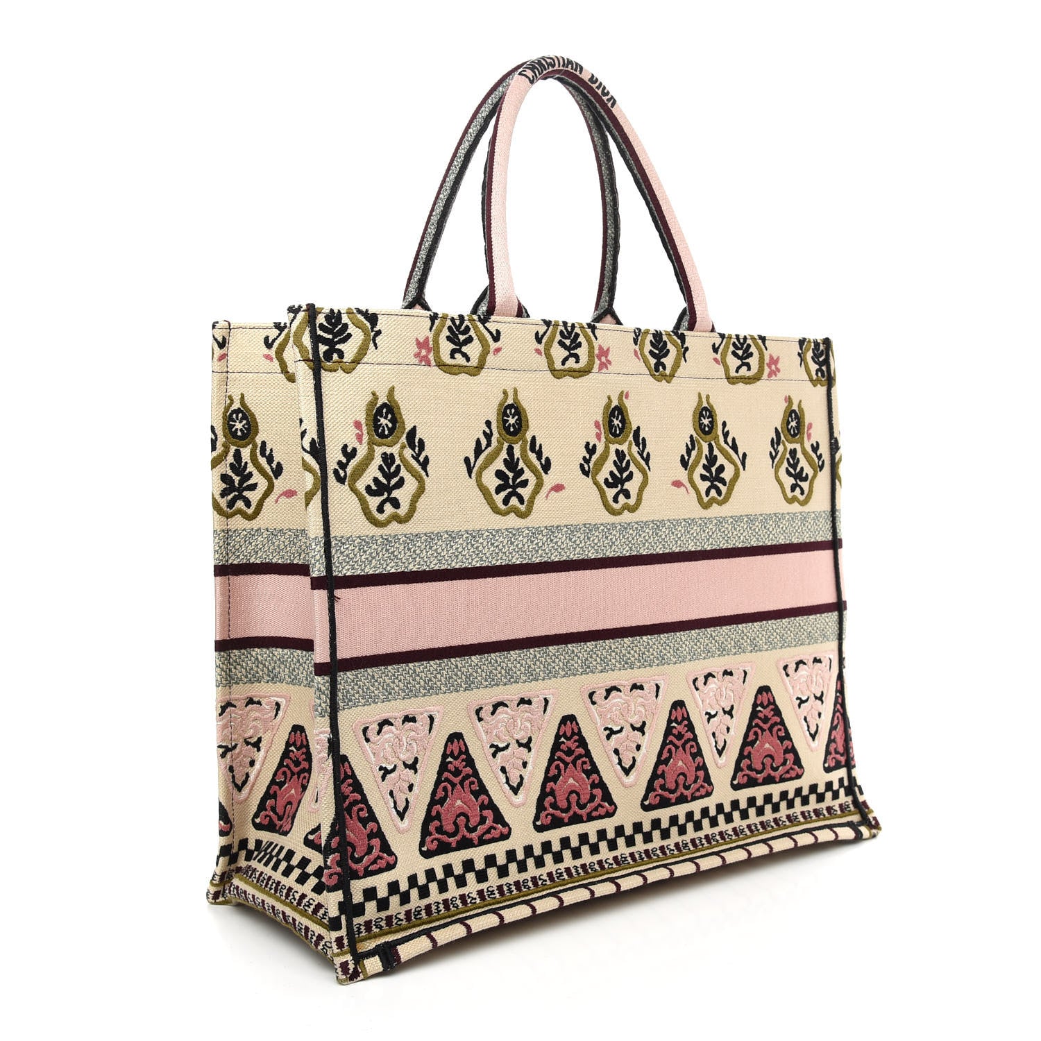 Christian Dior Canvas Embroidered Geometric Book Tote Multicolor 3 of 9