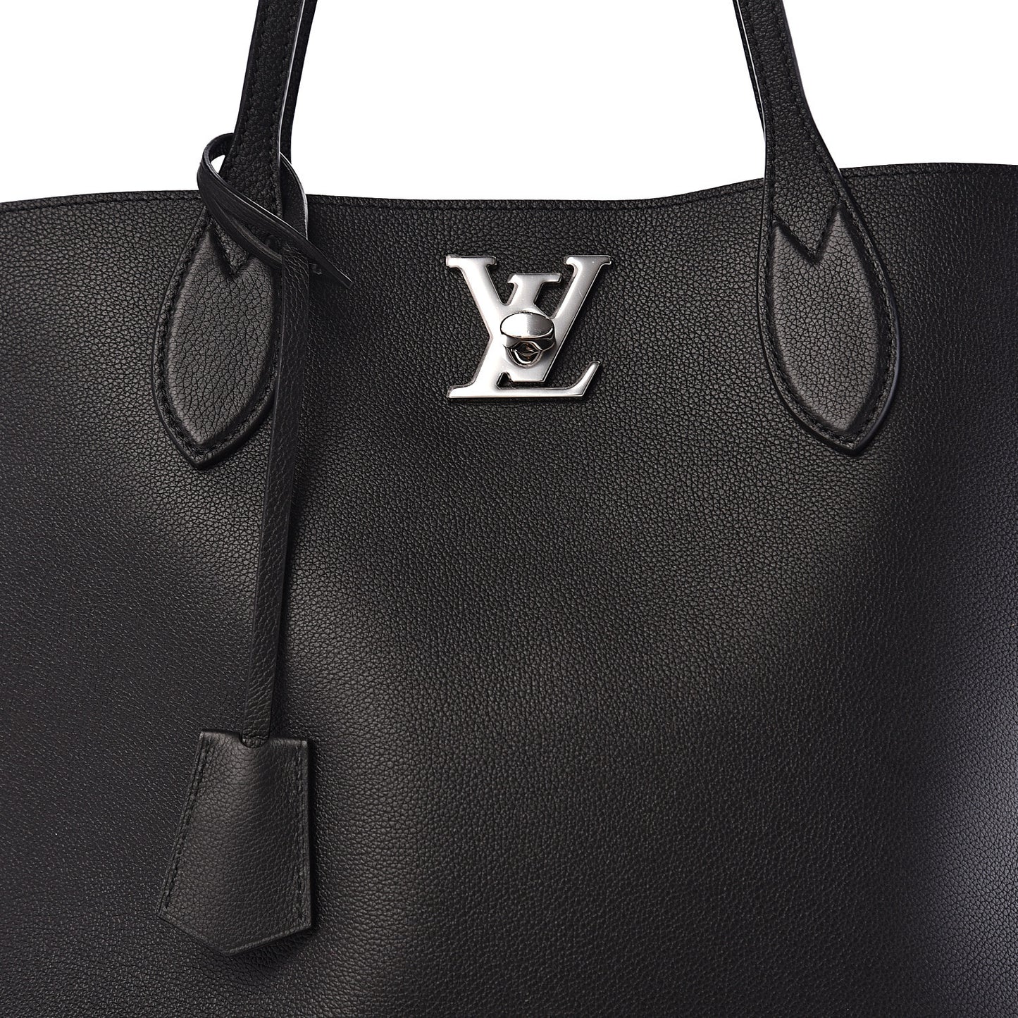 Calfskin Lockme Go Tote Black
