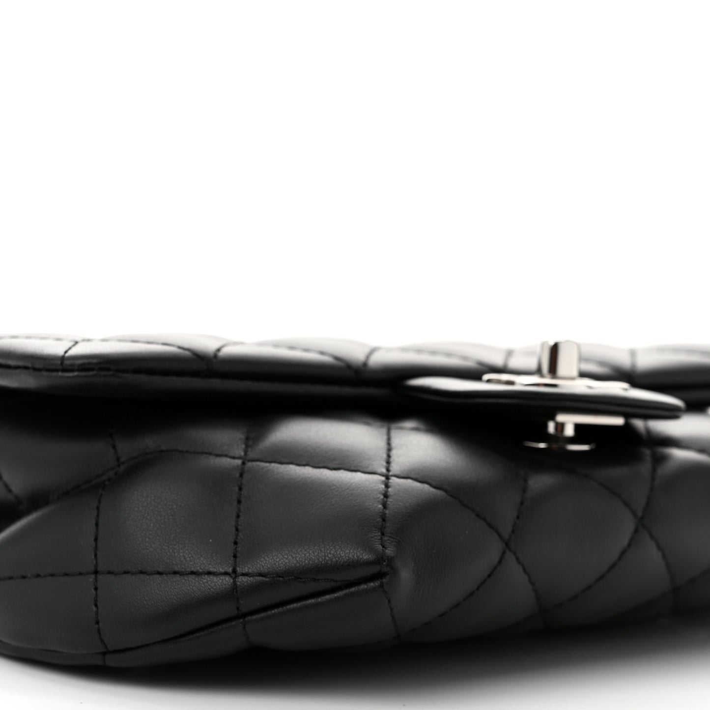 Calfskin Quilted CC Uniform Flap Belt Bag Black