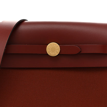 Hermes Military Toile Vache Hunter Herbag Zip Retourne 20 Rouge H 7 of 9