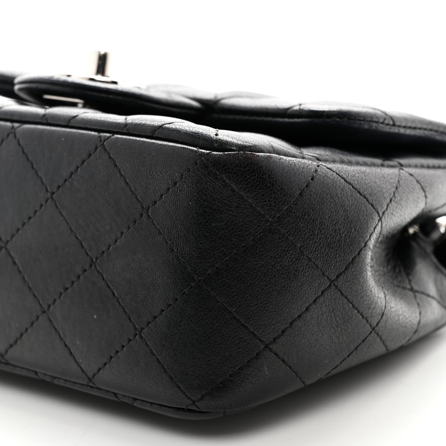 Lambskin Quilted Mini Square Flap Black