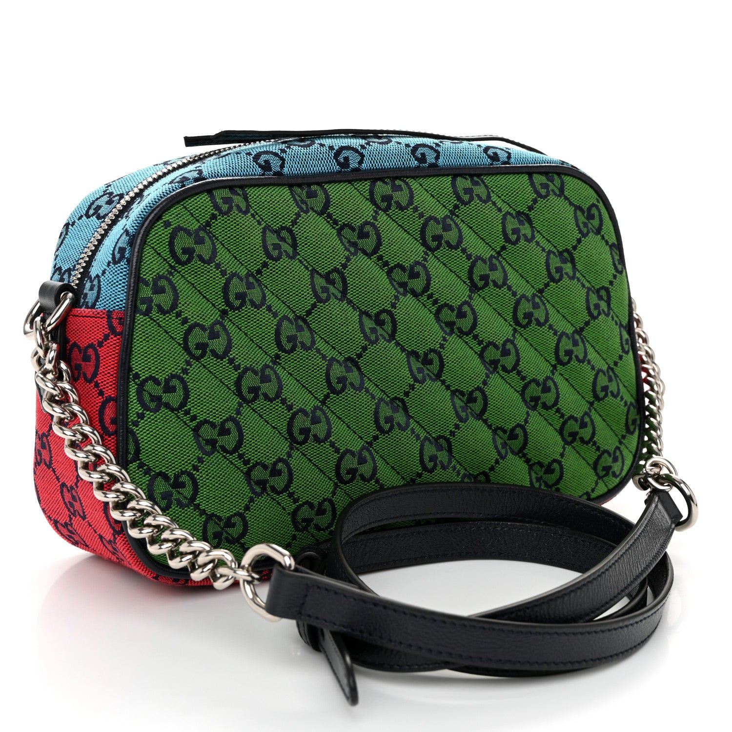 Gucci Monogram Multicolor Matelasse Diagonal Small GG Marmont Chain Shoulder Bag Pink Blue Green Red Light Blue 3 of 10