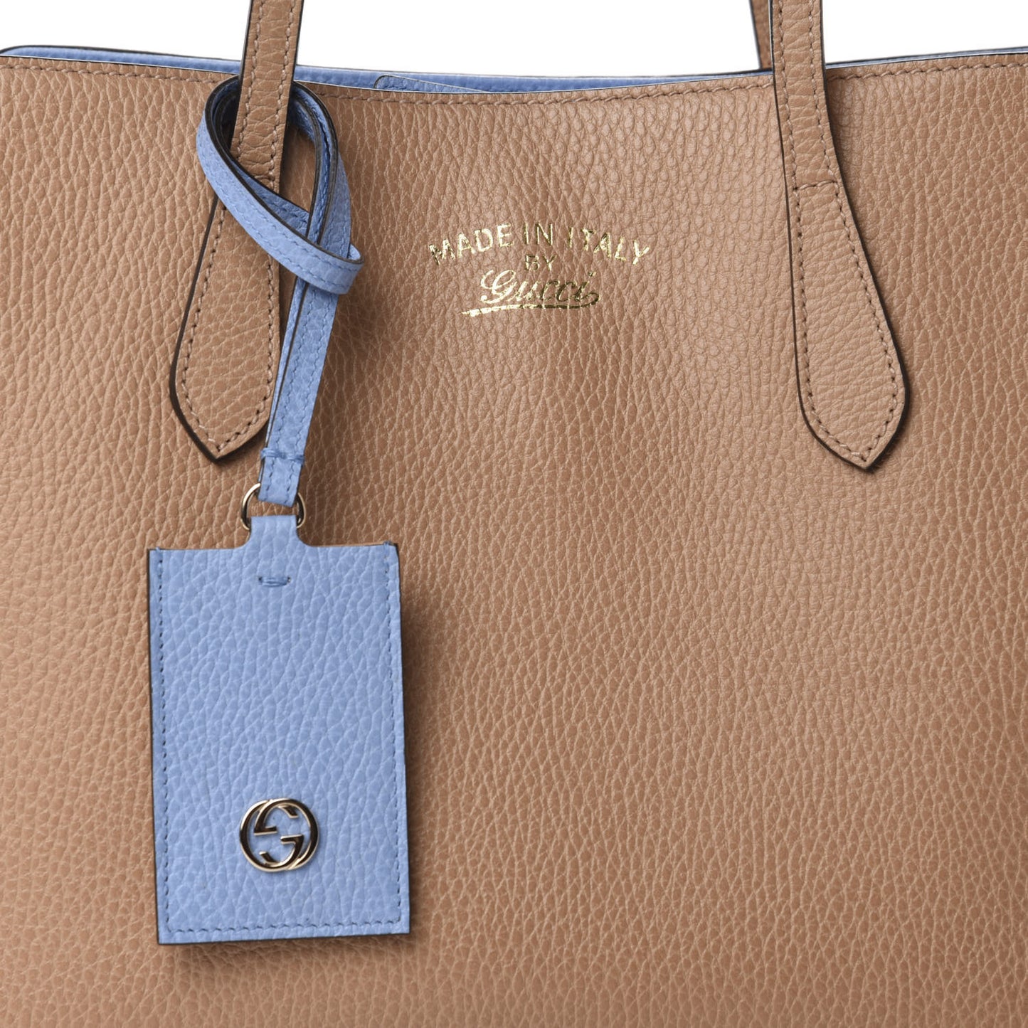 Dollar Calfskin Small Swing Tote Camelia Mineral Blue