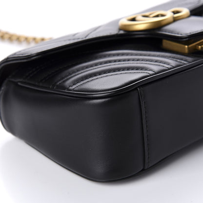 Gucci Calfskin Matelasse Mini GG Marmont Shoulder Bag Black 6 of 10