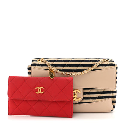 Chanel Jersey Quilted Small Coco Sailor Flap Beige Navy 2 of 17