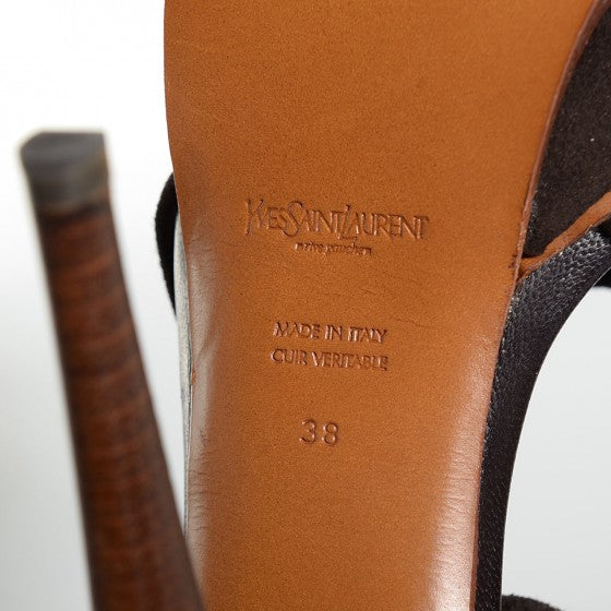 Saint Laurent Leather Stretch 105 Platform Sandals 38 Brown 6 of 14