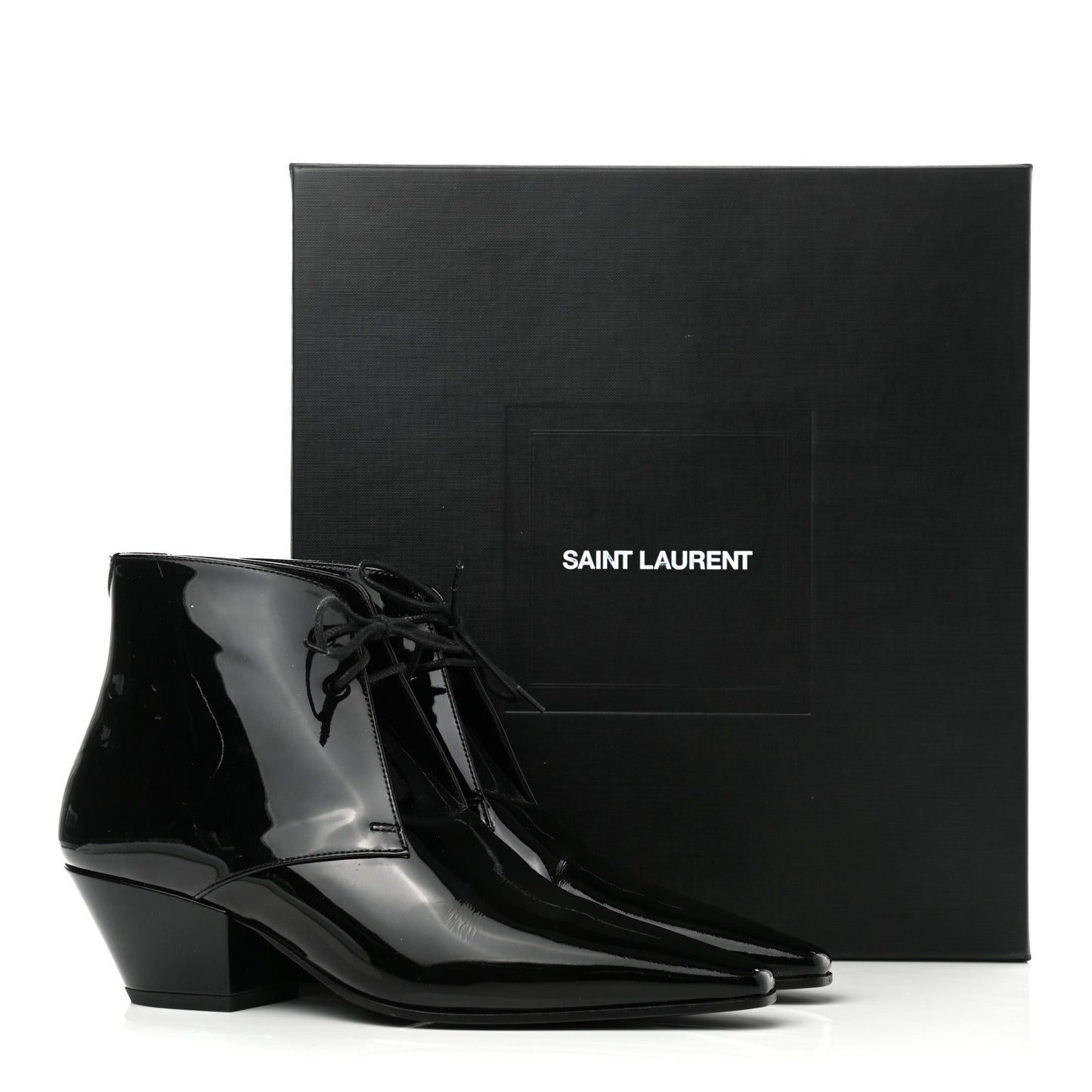 Patent Calfskin Theo Lace-Up Ankle Boots 36 Black