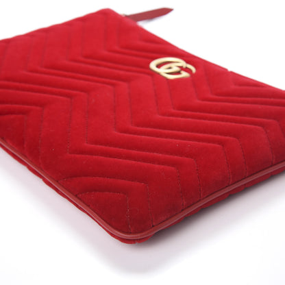 Gucci Velvet Matelasse GG Marmont Zip Pouch Hibiscus Red 7 of 10