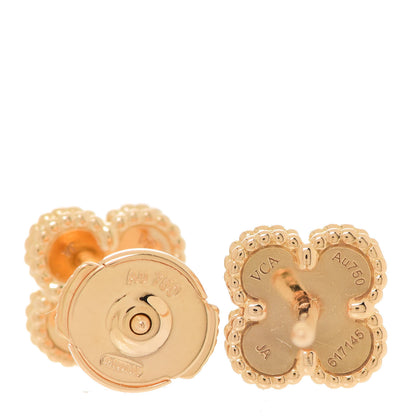 Van Cleef & Arpels 18K Yellow Gold Mother of Pearl Sweet Alhambra Earrings 4 of 5