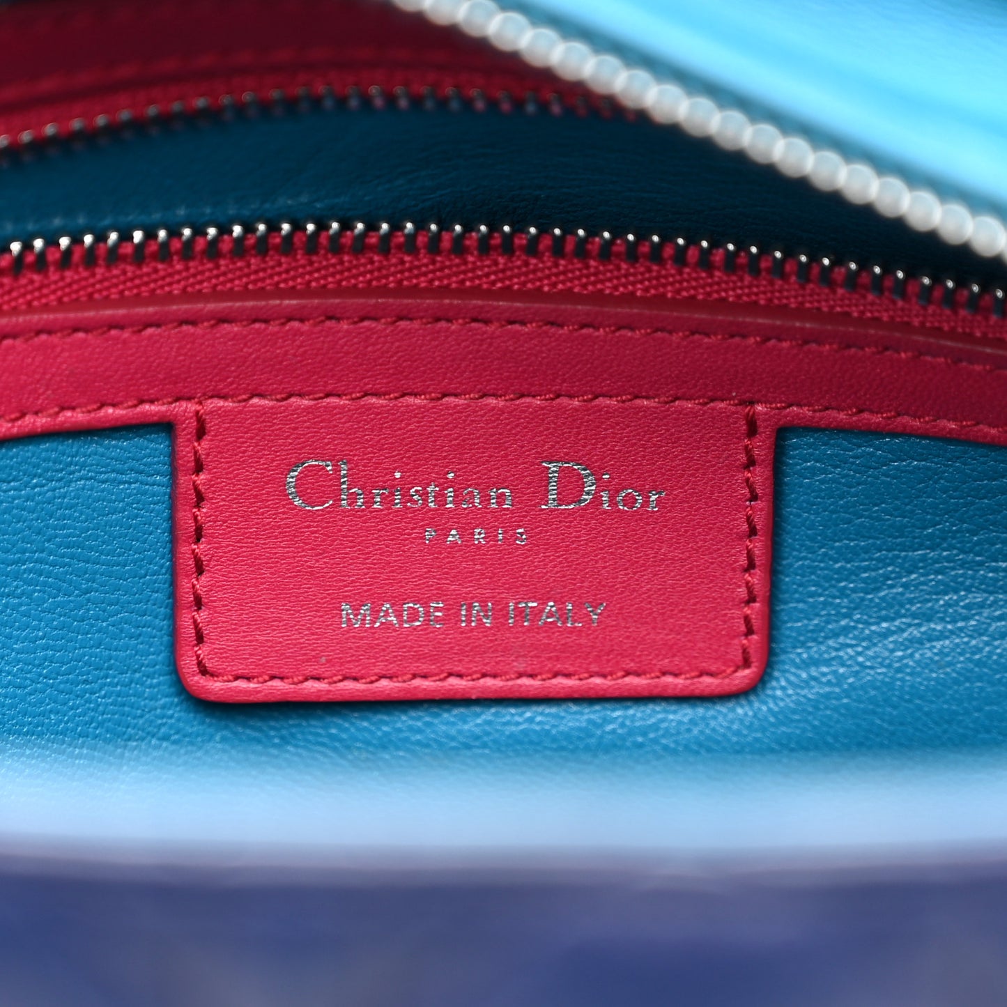 Lambskin Cannage Medium Tri-Color Lady Dior Sapphire Fuchsia Turquoise