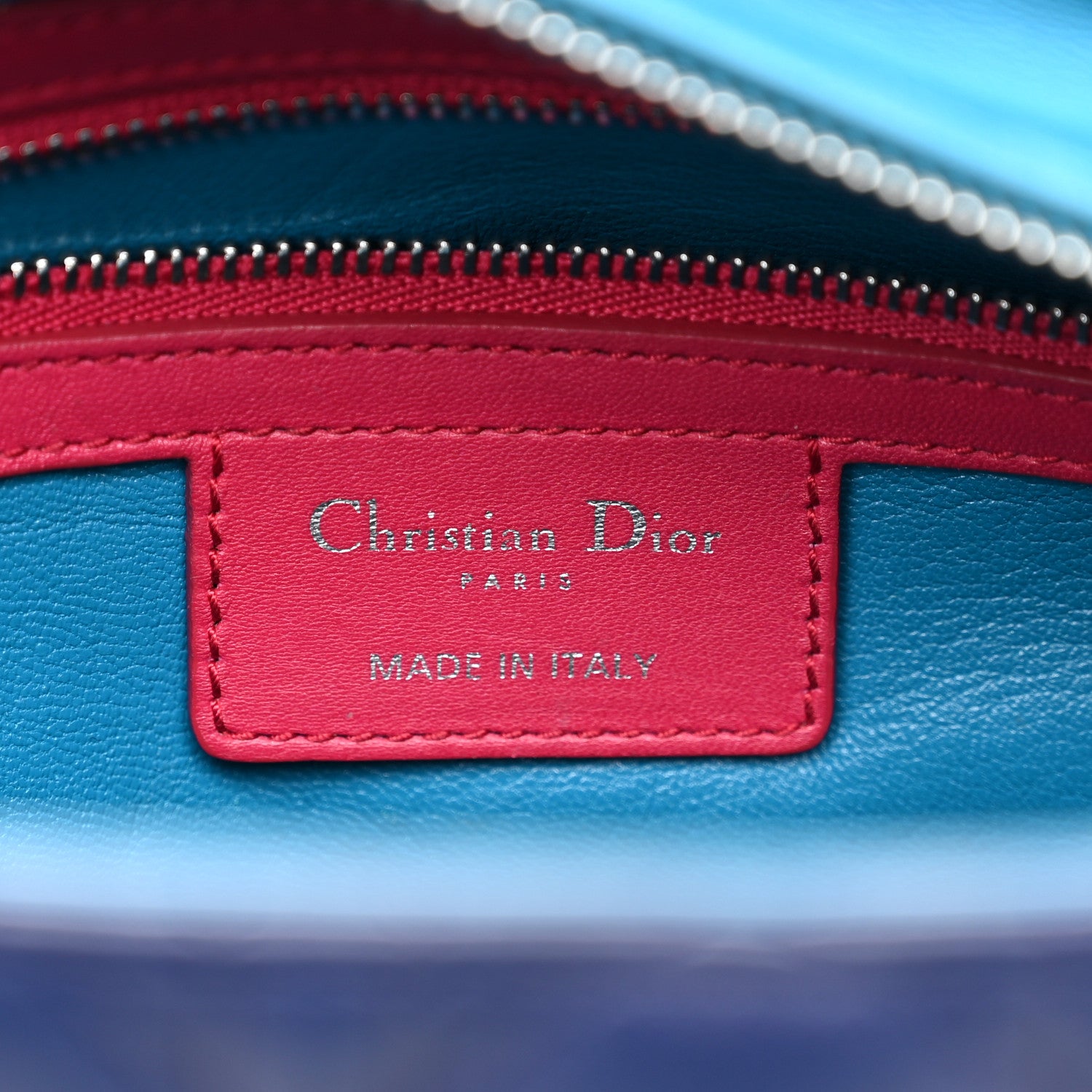 Christian Dior Lambskin Cannage Medium Tri-Color Lady Dior Sapphire Fuchsia Turquoise 6 of 18