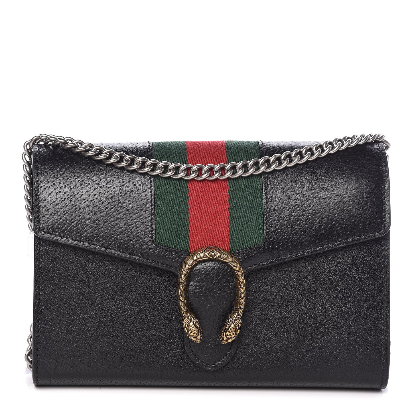 Calfskin Web Mini Dionysus Chain Wallet Black