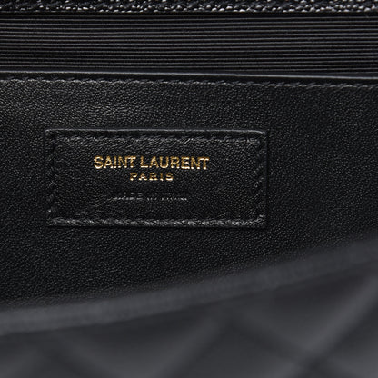 Saint Laurent Grain De Poudre Textured Mixed Matelasse Triquilt Medium Monogram Satchel Black 7 of 9