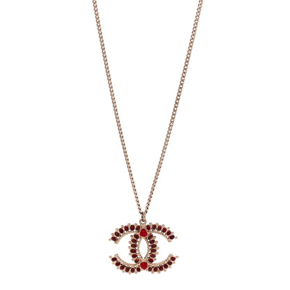 Chanel Resin CC Necklace Gold Red Burgundy 1 of 5