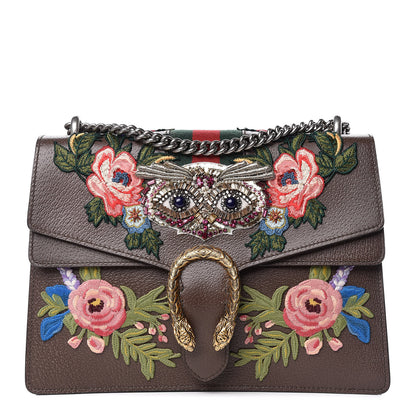 Gucci Calfskin Web Owl Embroidered Medium Dionysus Shoulder Bag New Acero Multicolor 1 of 11