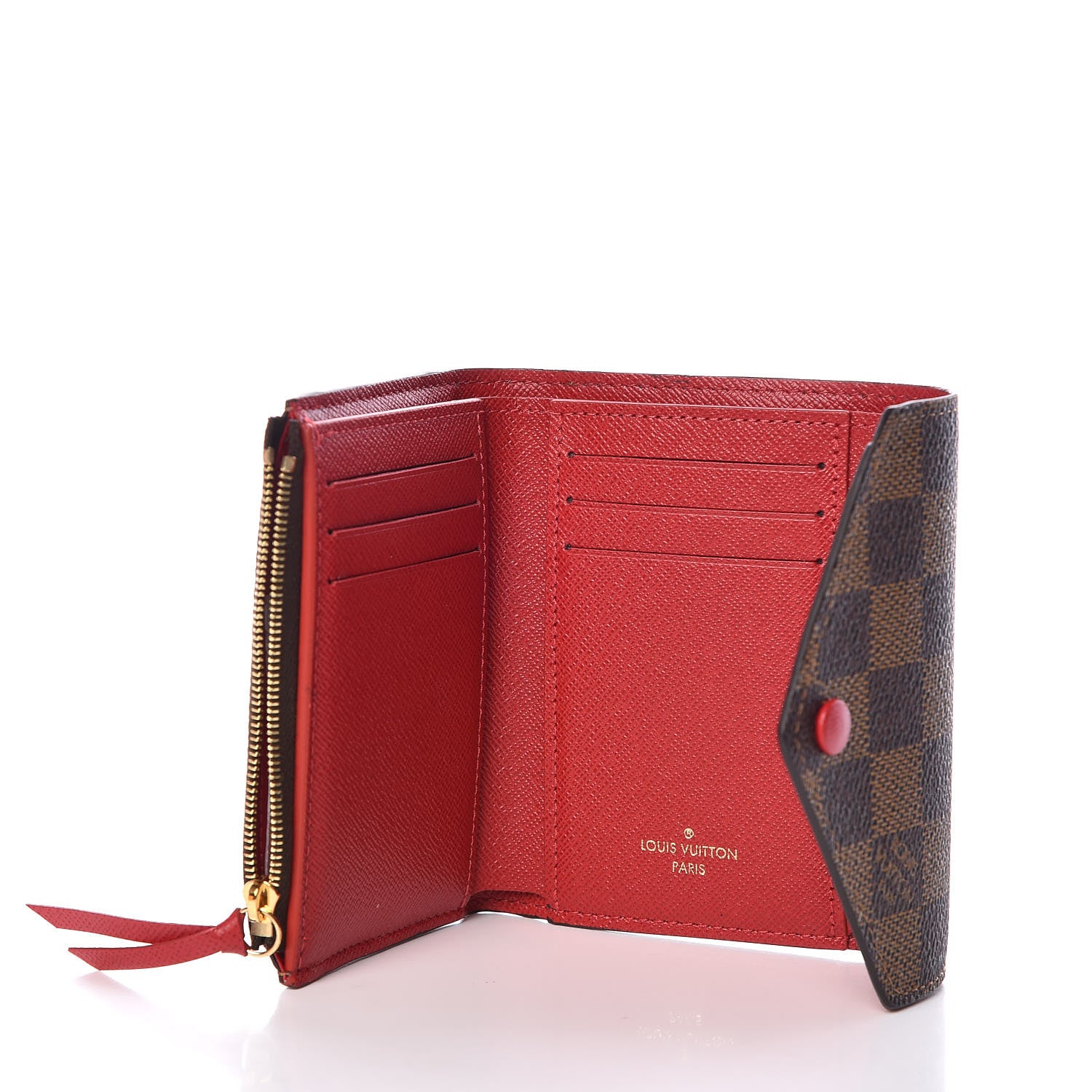 Louis Vuitton Damier Ebene Victorine Wallet Red 5 of 7