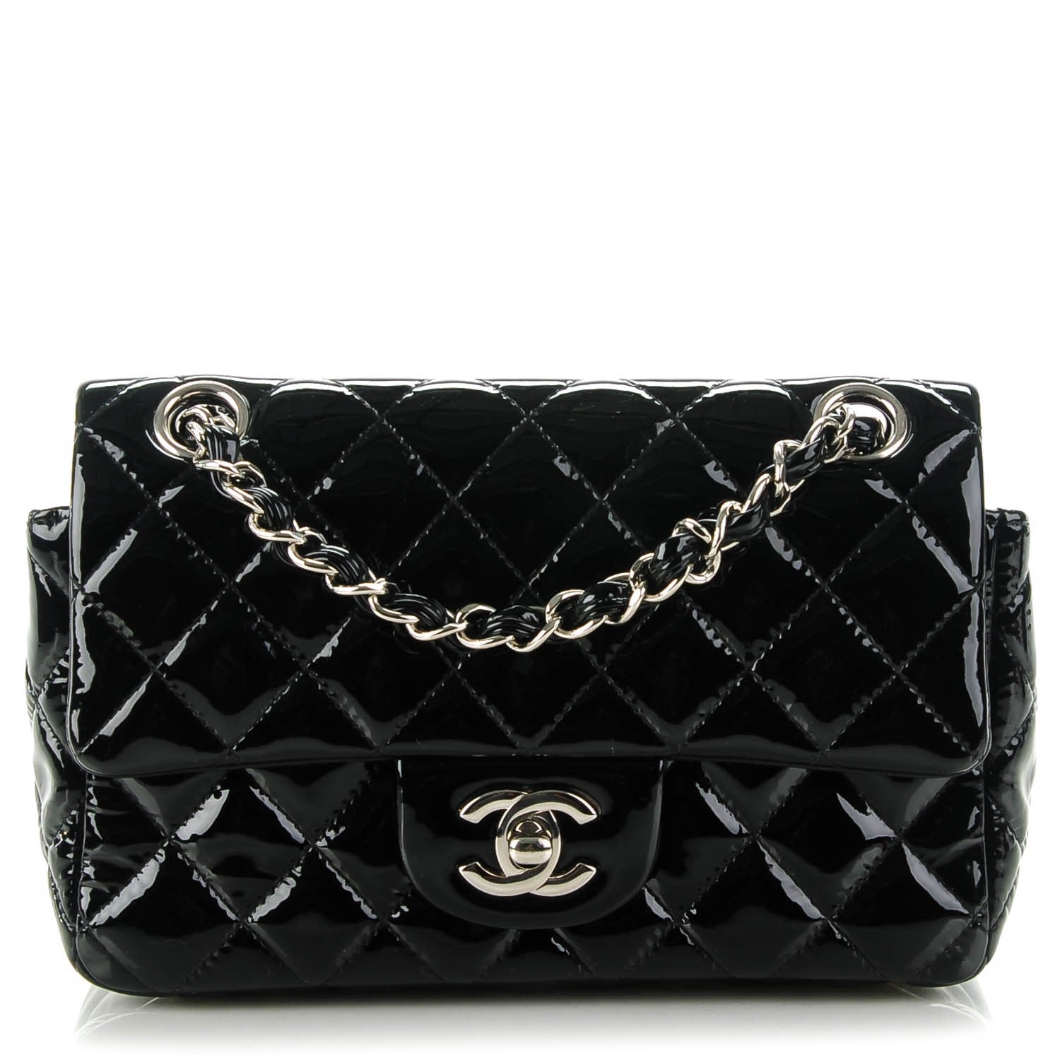 Chanel Patent Calfskin Quilted Mini Rectangular Flap Black 1 of 8