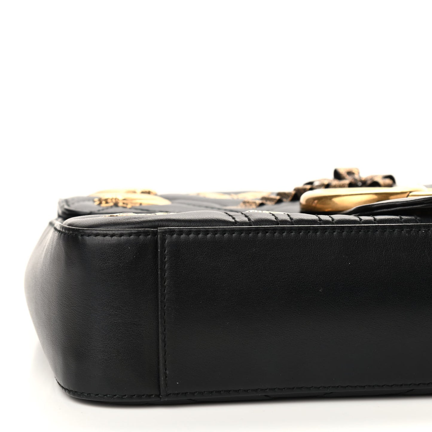 Calfskin Matelasse Animal Studs Medium GG Marmont Shoulder Bag Black