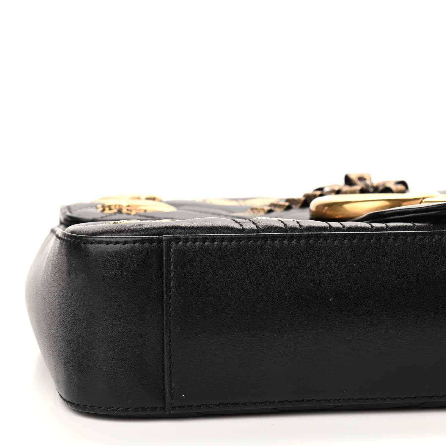 Gucci Calfskin Matelasse Animal Studs Medium GG Marmont Shoulder Bag Black 5 of 8