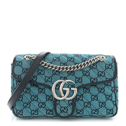 Gucci Monogram Multicolor Matelasse Diagonal Small GG Marmont Shoulder Bag Light Blue 1 of 12