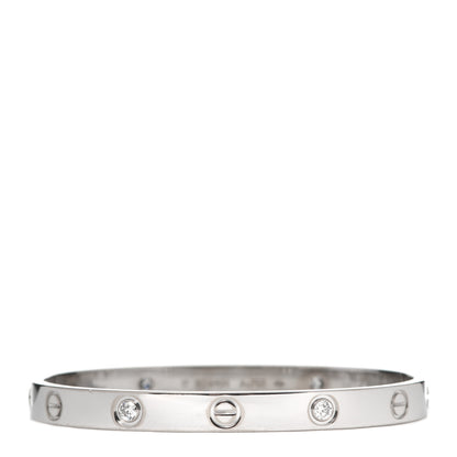 Cartier 18K White Gold 4 Diamond LOVE Bracelet 17 3 of 7